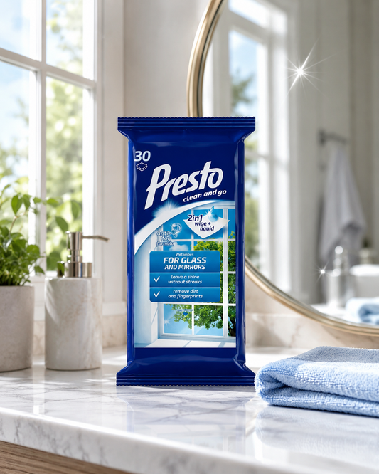 Presto Clean and Go langų ir veidrodžių valymo servetėlės 30 vnt