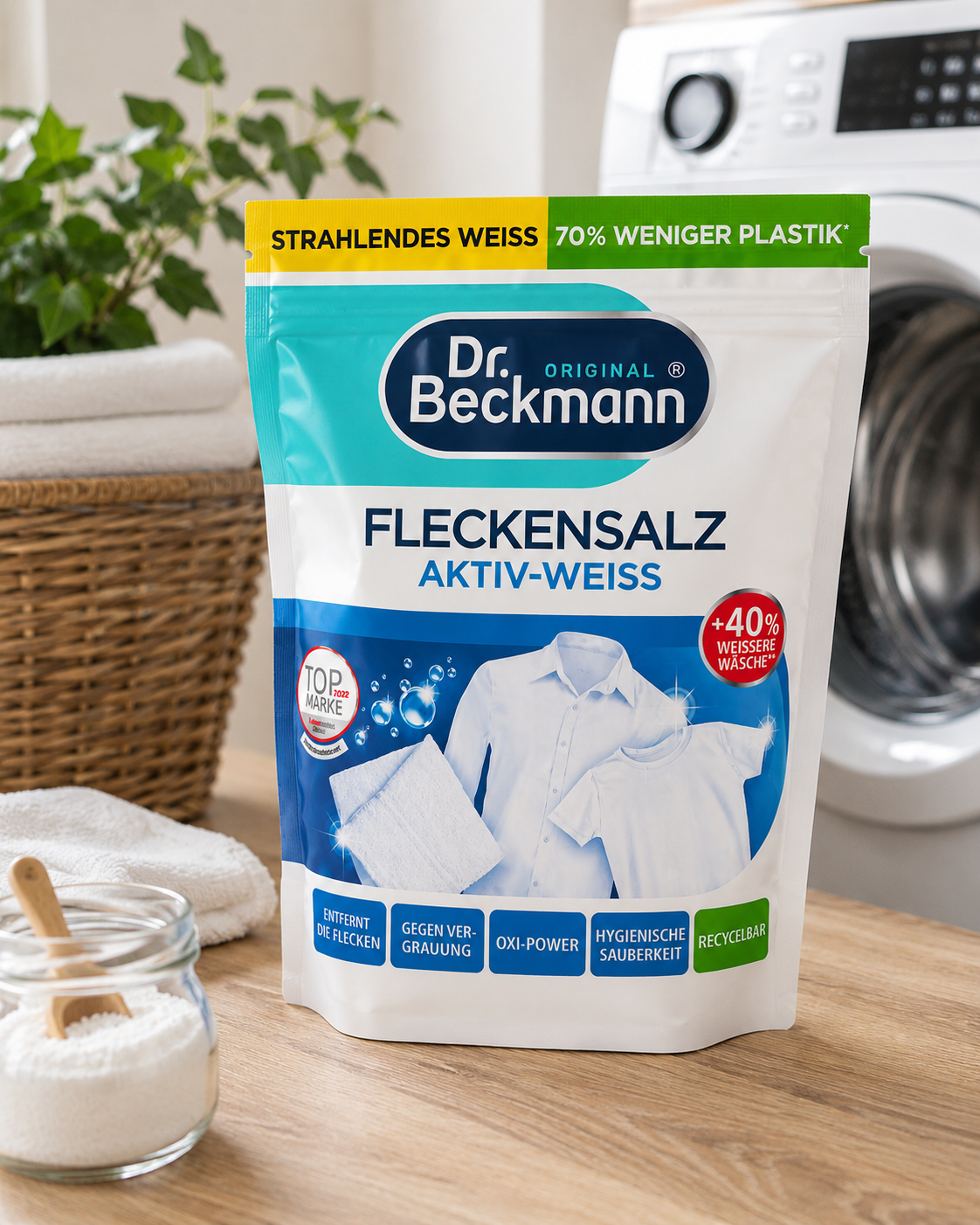 Dr. Beckmann Fleckensalz Aktiv-Weiss dėmių šalinimo ir baltumo stiprinimo priemonė