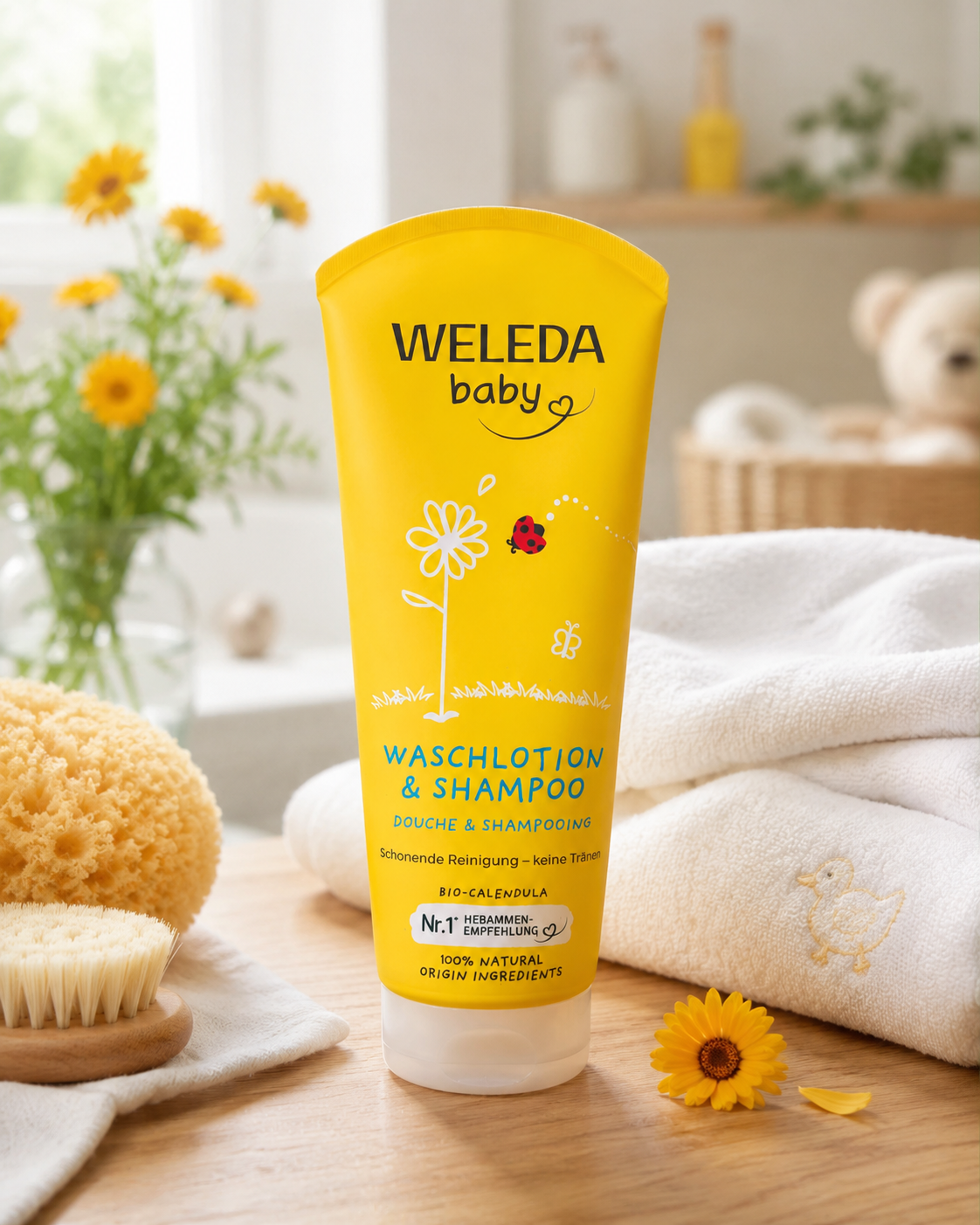 Weleda Baby Waschlotion & Shampoo su ekologiškomis medetkomis