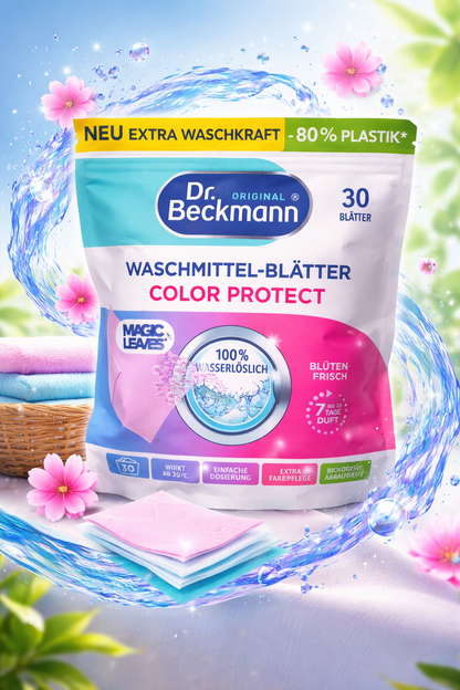 Dr. Beckmann skalbimo lapeliai spalvotiems drabužiams 30 vnt – efektyvus skalbiklis be plastiko