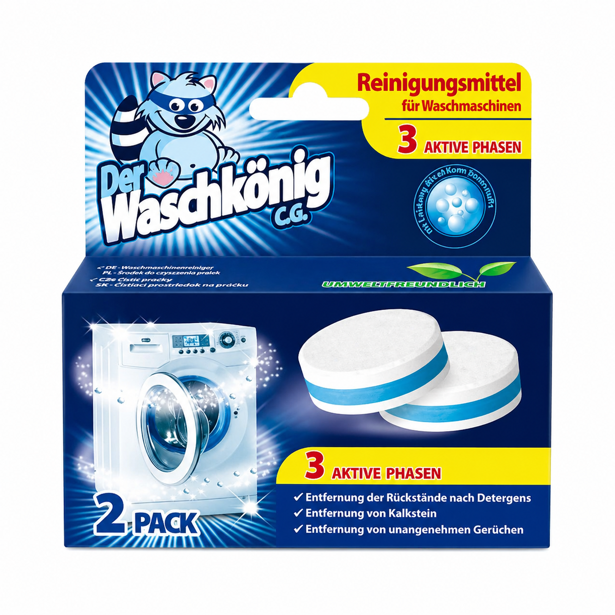 Skalbimo mašinos valymo tabletės „Der Waschkönig“, 2 vnt.
