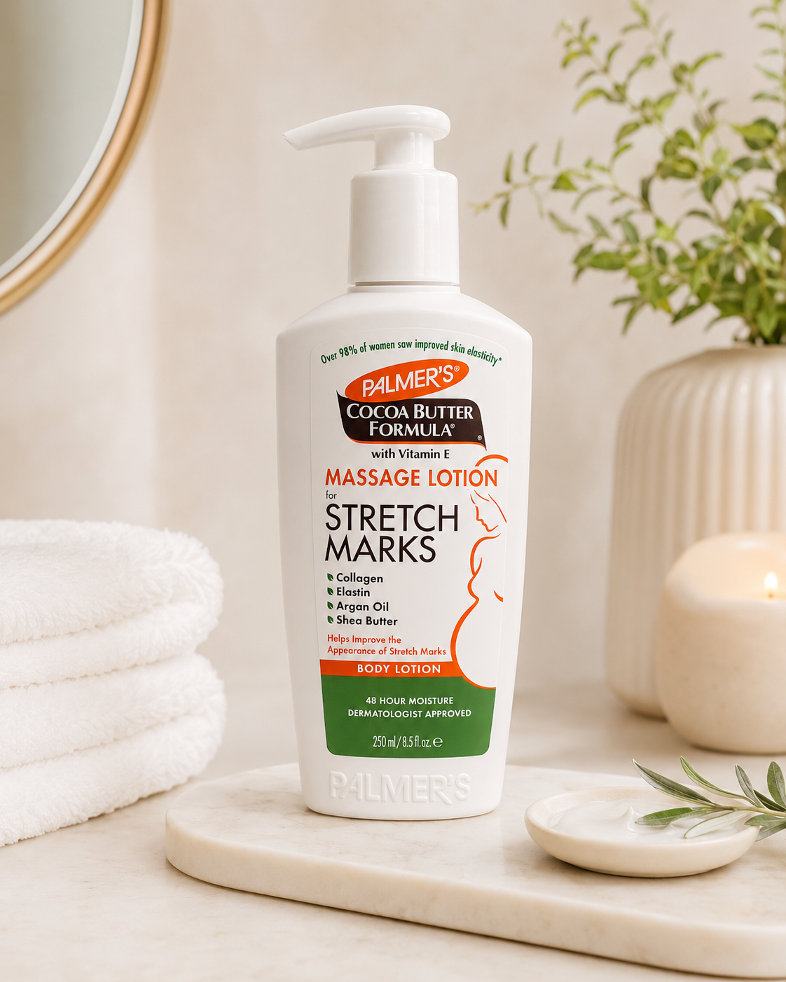 Palmer’s Cocoa Butter Formula Massage Lotion – kūno losjonas strijoms, 250 ml