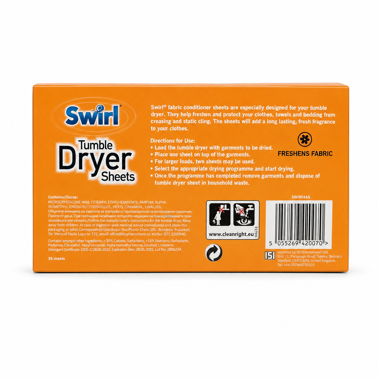 Swirl Tumble Dryer Sheets Tropical – kvapnios džiovyklės servetėlės, 35 vnt.