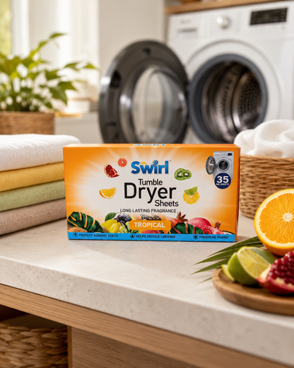 Swirl Tumble Dryer Sheets Tropical – kvapnios džiovyklės servetėlės, 35 vnt.