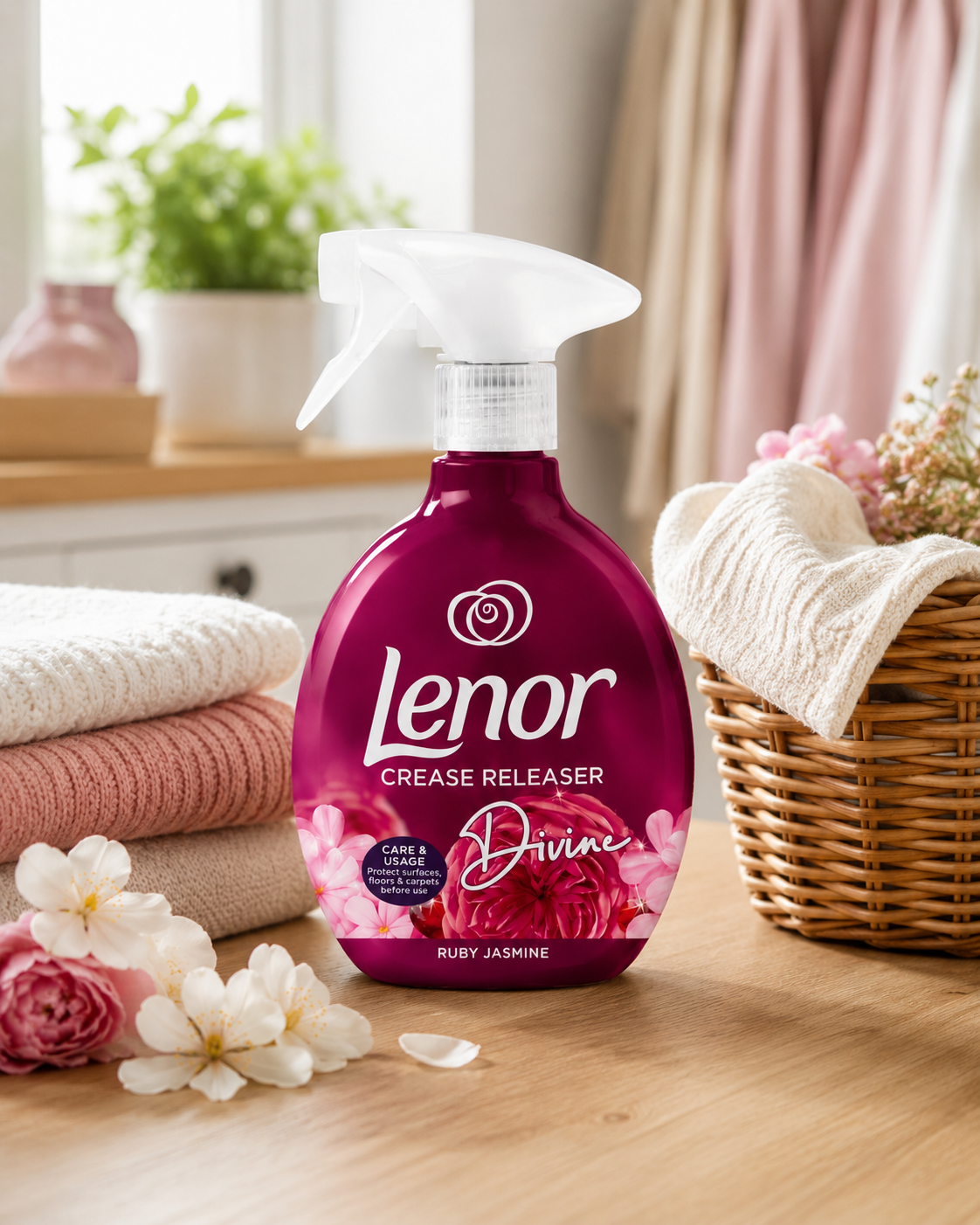 Lenor Crease Releaser Divine Ruby Jasmine purškiklis drabužių raukšlėms lyginti