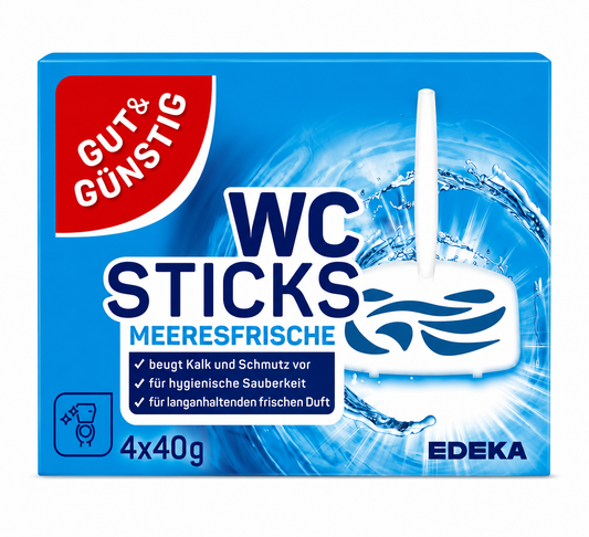 Gut & Günstig WC Sticks Meeresfrische tualeto valymo ir gaivinimo blokeliai 4 × 40 g