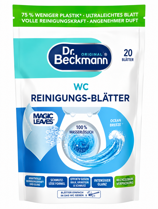 Dr. Beckmann Magic Leaves WC valymo lapeliai Ocean Breeze, 20 vnt.