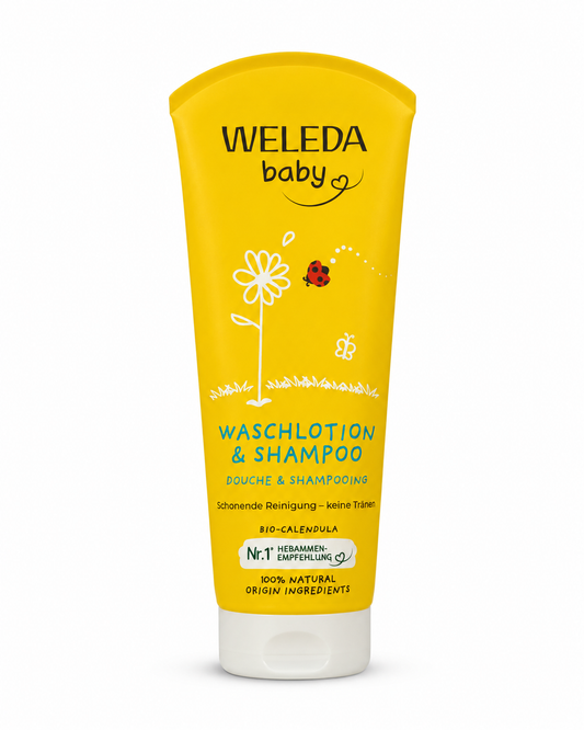 Weleda Baby Waschlotio­n & Shampoo su ekologiškomis medetkomis