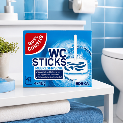 Gut & Günstig WC Sticks Meeresfrische tualeto valymo ir gaivinimo blokeliai 4 × 40 g